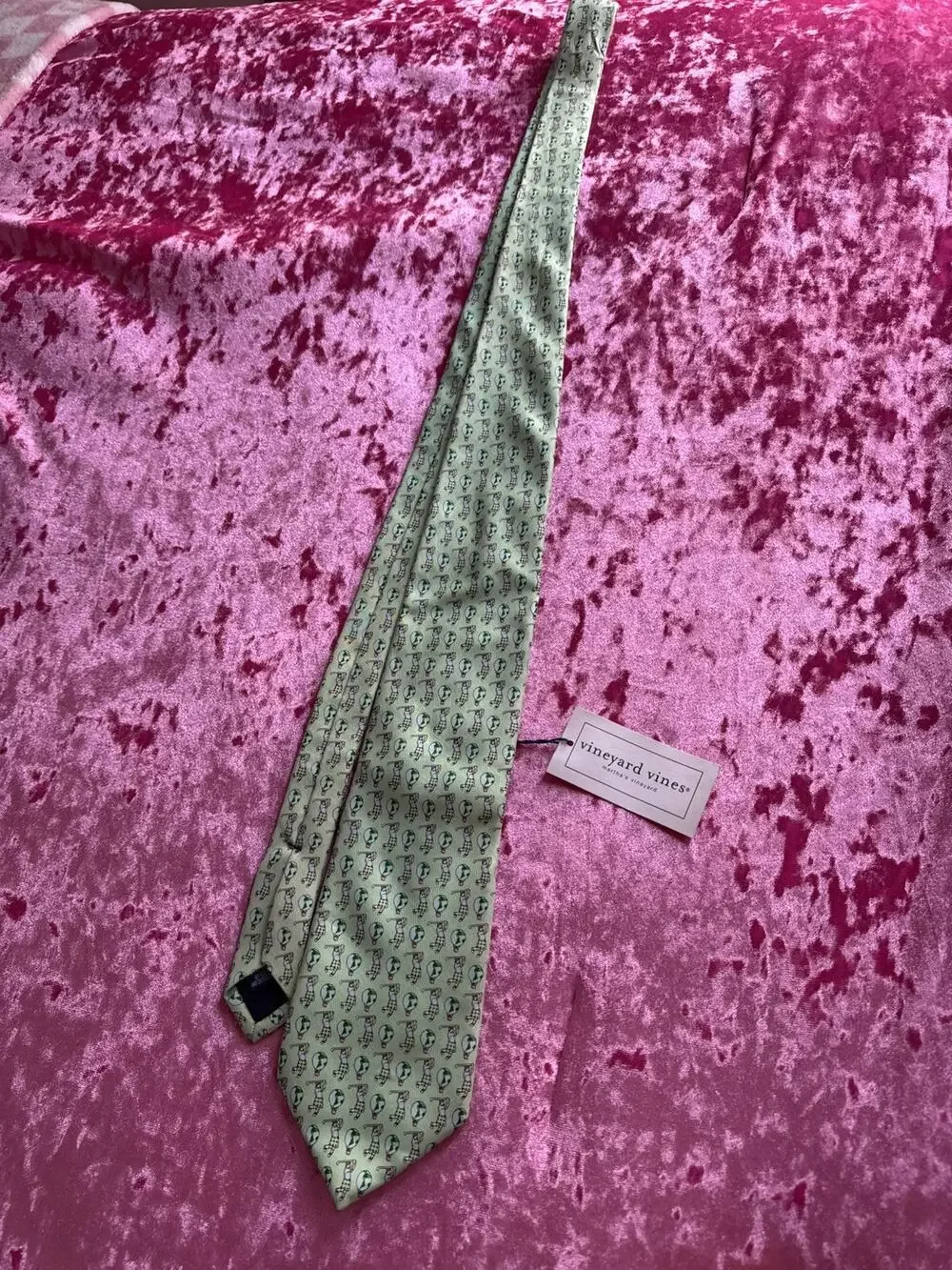 NWT Vineyard Vines Men's Tie Necktie Golf Print Globe World Green 100% Silk
